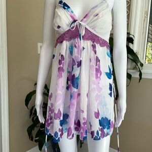 In Bloom Purple and Blue Floral Chemise with Adjustable Straps